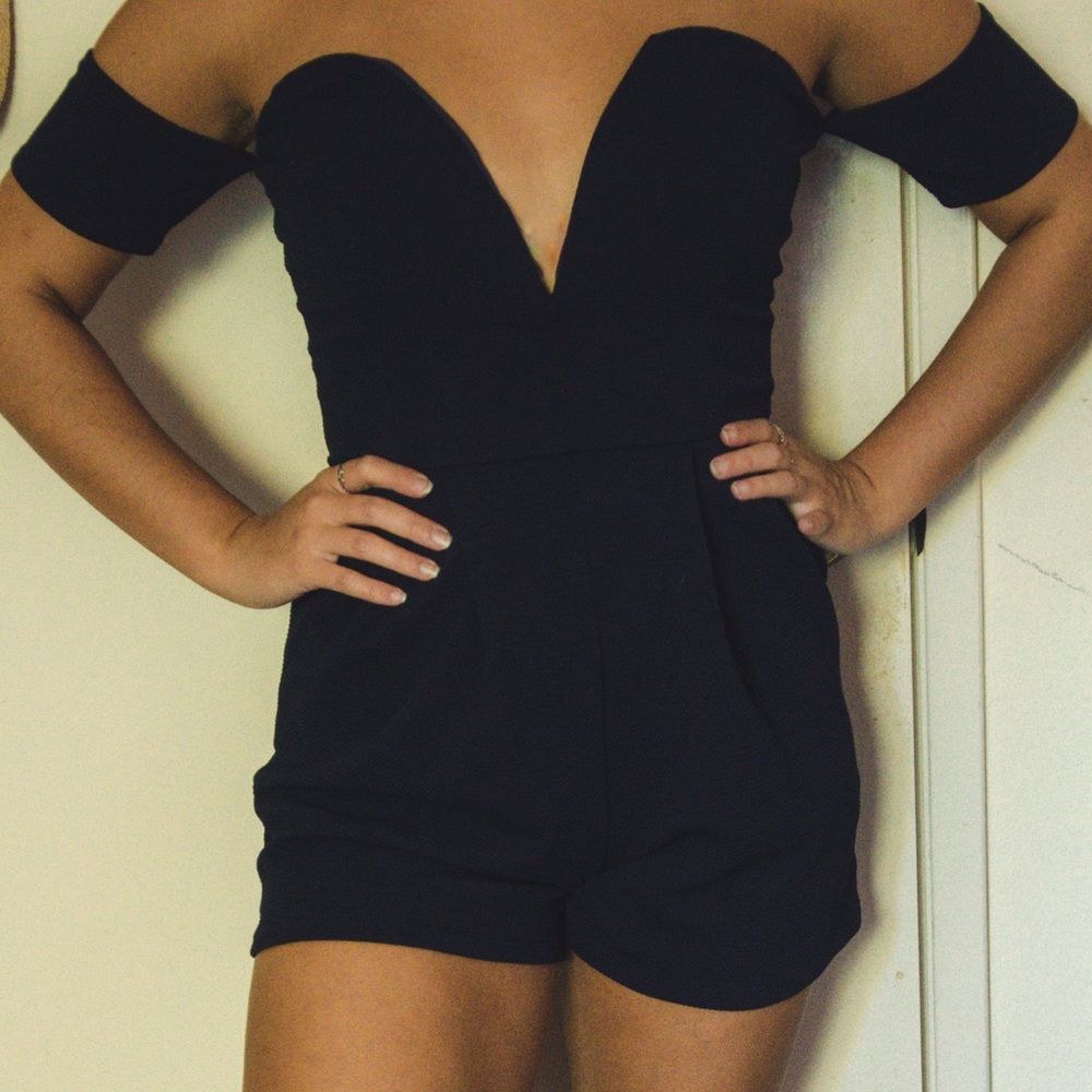 Dark Blue Deep Plunge Romper